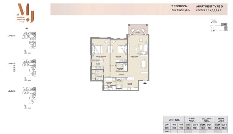 Lamtara Building 2 – 2 Bedroom Apartment Type D Floor Plan