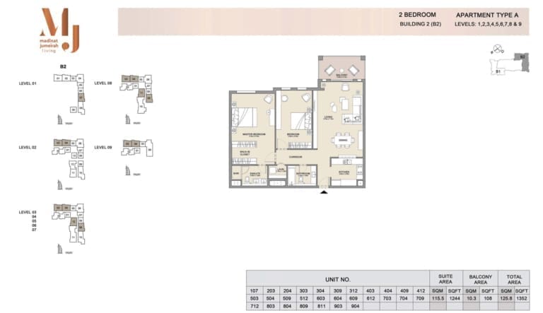 Lamtara Building 2 – 2 Bedroom Apartment Type A Floor Plan