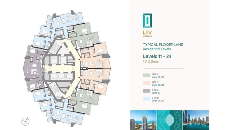 LIV Marina Level 11-24 Typical Floor Plans