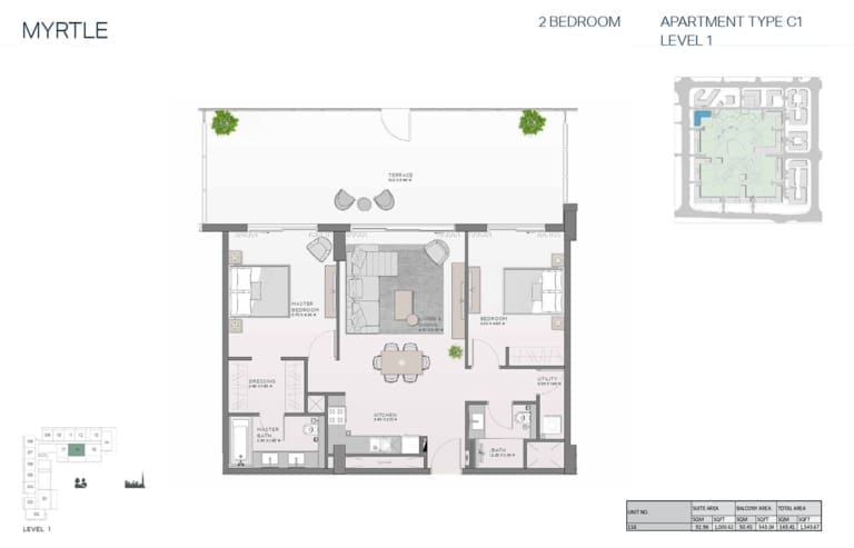 Myrtle 2 Bedroom Apartment Type C1 Floor Plan