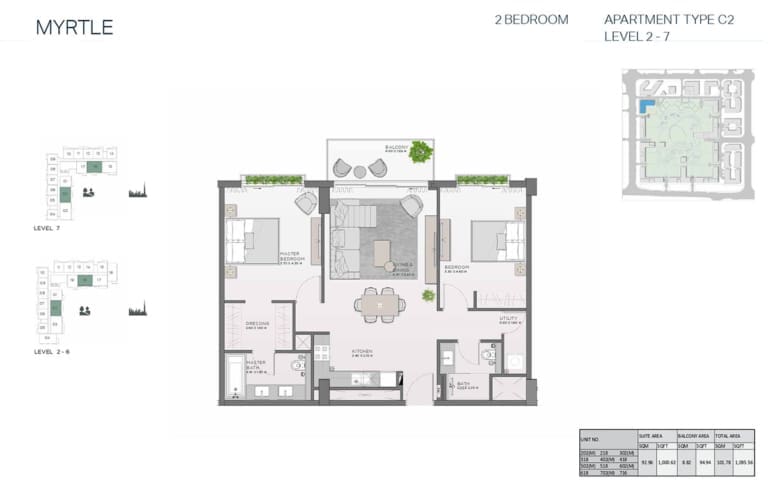 Myrtle 2 Bedroom Apartment Type C2 Floor Plan