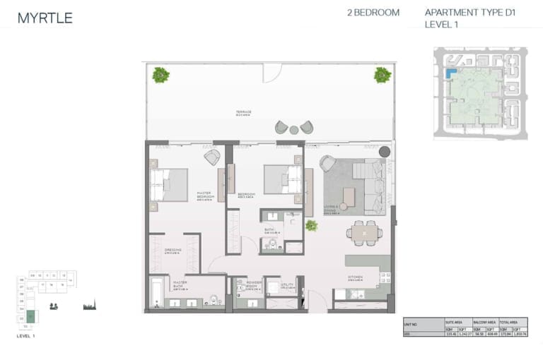 Myrtle 2 Bedroom Apartment Type D1 Floor Plan