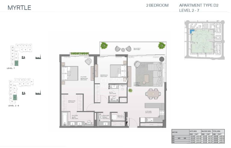 Myrtle 2 Bedroom Apartment Type D2 Floor Plan