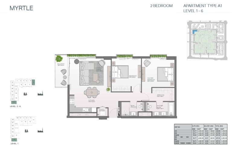 Myrtle 2 Bedroom Apartment Type A1 Floor Plan