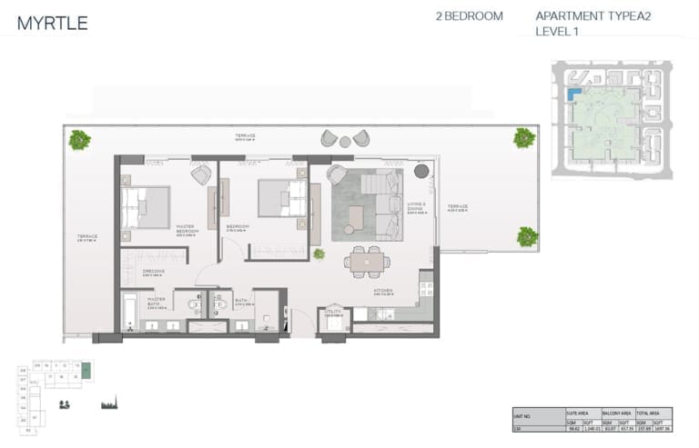 Myrtle 2 Bedroom Apartment Type A2 Floor Plan