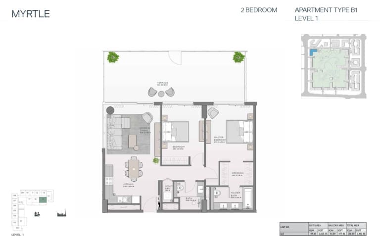 Myrtle 2 Bedroom Apartment Type B1 Floor Plan