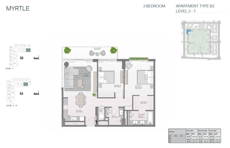 Myrtle 2 Bedroom Apartment Type B2 Floor Plan