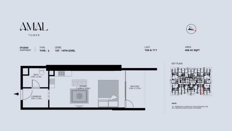 Amal Tower Studio Apartment Type 2 Floor Plan