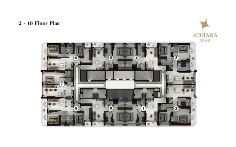 Adhara Star 2nd to 10th Floor Plan