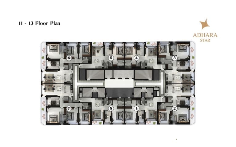 Adhara Star 11th to 13th Floor Plan