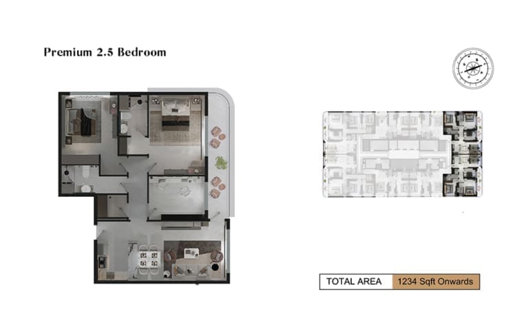 Adhara Star Premium 2.5 Bedroom Apartment Floor Plan
