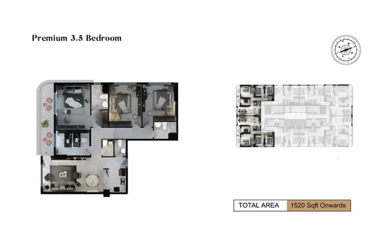 Adhara Star Premium 3.5 Bedroom Apartment Floor Plan