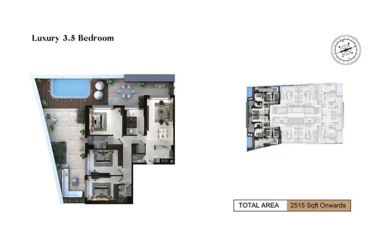 Adhara Star Luxury 3.5 Bedroom Apartment Floor Plan