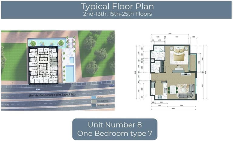 Altai Tower 1 Bedroom Apartment Type 7 Floor Plan