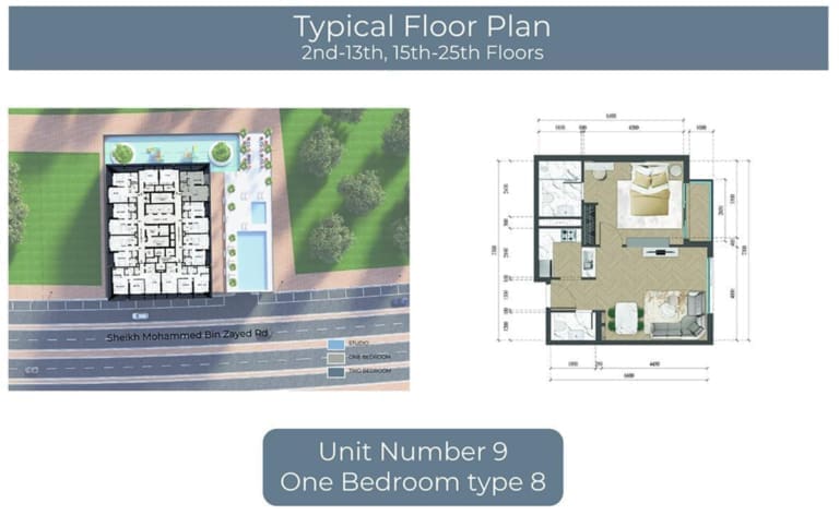 Altai Tower 1 Bedroom Apartment Type 8 Floor Plan