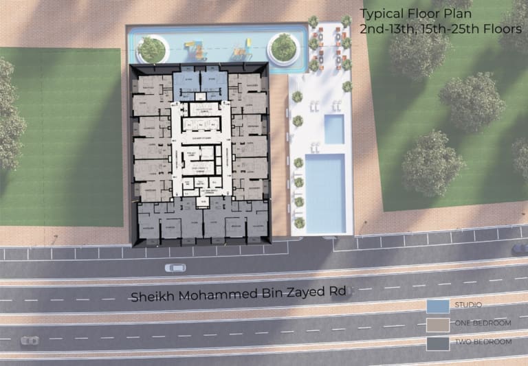 Altai Tower 2nd-13th / 15th-25th Floor Plan