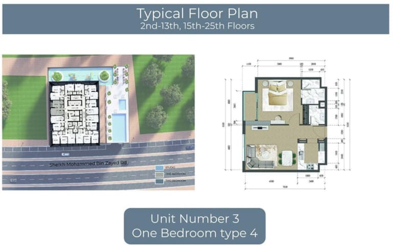 Altai Tower 1 Bedroom Apartment Type 4 Floor Plan