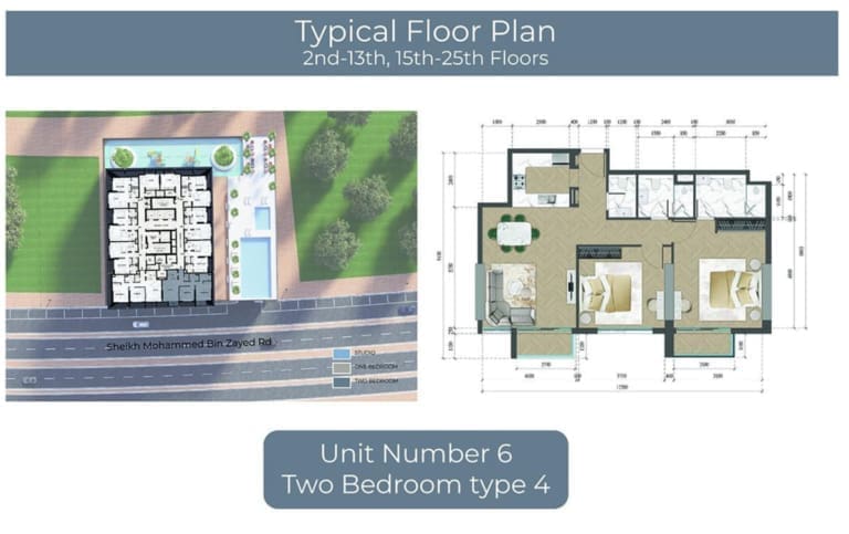 Altai Tower 2 Bedroom Apartment Type 4 Floor Plan