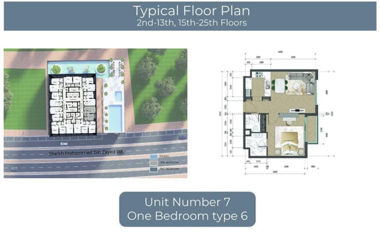 Altai Tower 1 Bedroom Apartment Type 6 Floor Plan