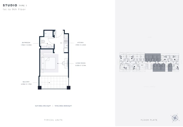 Azizi Riviera 65 – Studio Apartment Type 1 Floor Plan
