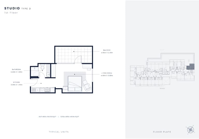 Azizi Vista Studio Apartment Type 3 Floor Plan