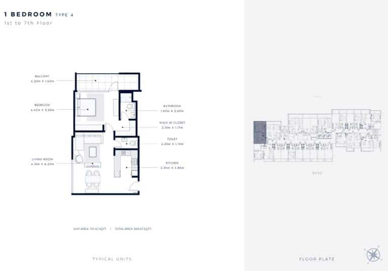 Azizi Vista 1 Bedroom Apartment Type 4 Floor Plan