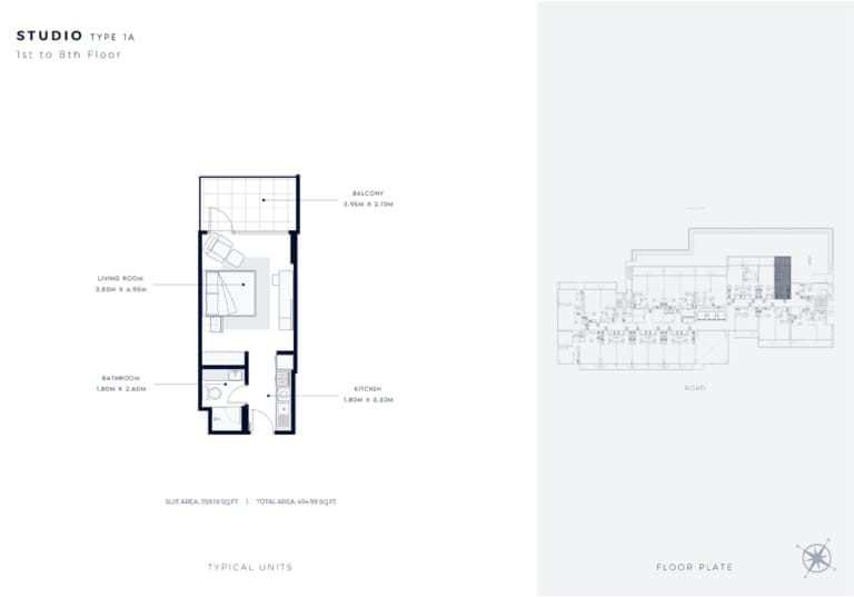 Azizi Vista Studio Apartment Type 1A Floor Plan