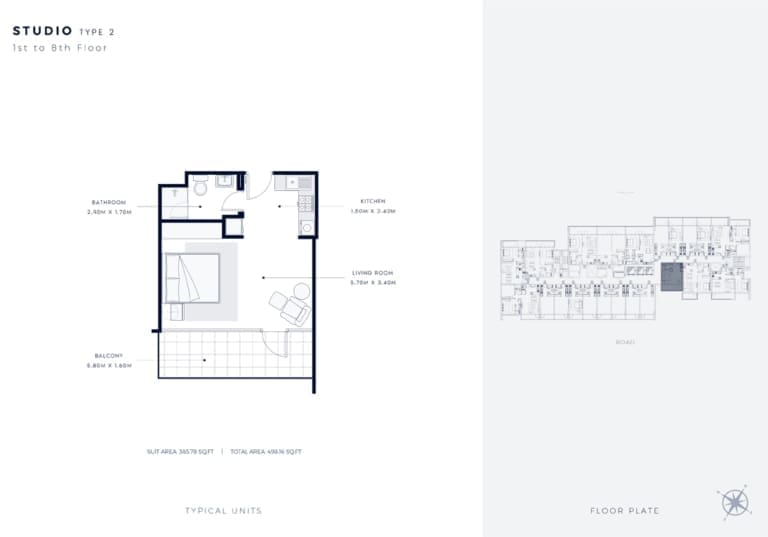 Azizi Vista Studio Apartment Type 2 Floor Plan