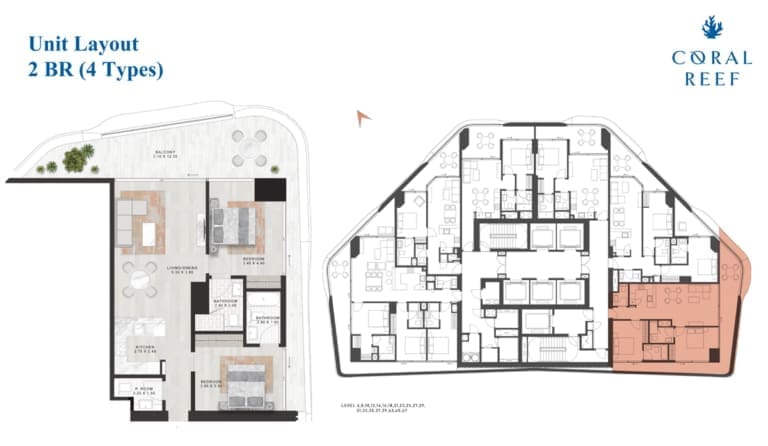 Damac Coral Reef 2 Bedroom Apartment Floor Plan