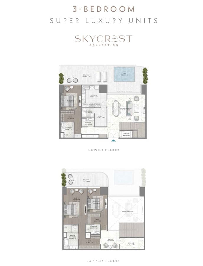 Damac Skyluxe Collection 3 Bedroom Super Luxury Unit Floor Plan