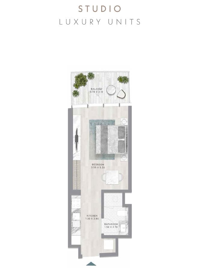 Damac Skyluxe Collection Studio Apartment Floor Plan