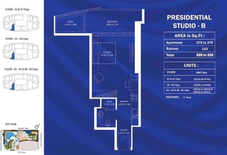 Danube Fashionz Presidential Studio Apartment Type B Floor Plan