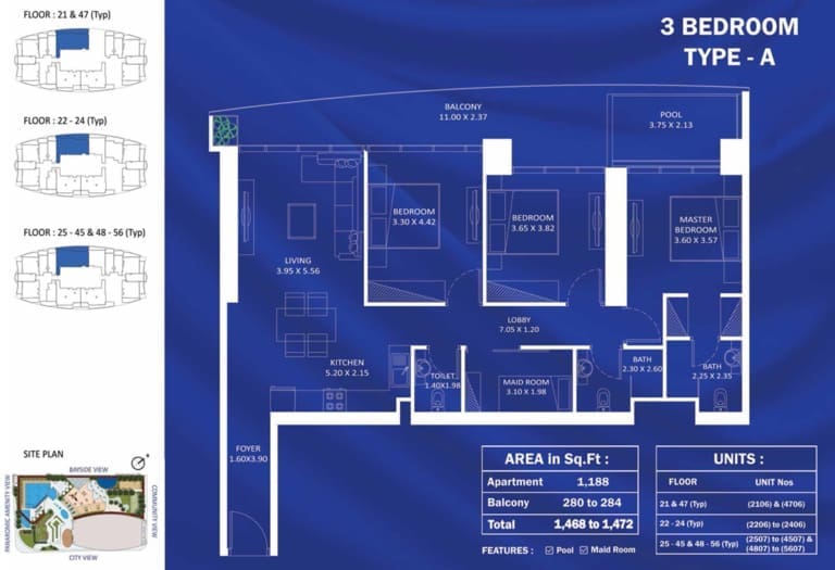 Danube Fashionz 3 Bedroom Apartment Type A Floor Plan