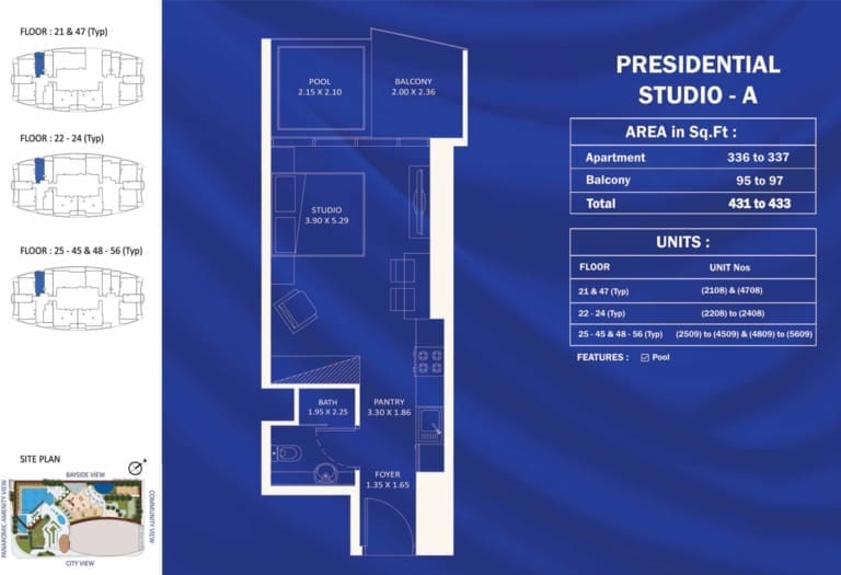 Danube Fashionz Presidential Studio Apartment Type A Floor Plan