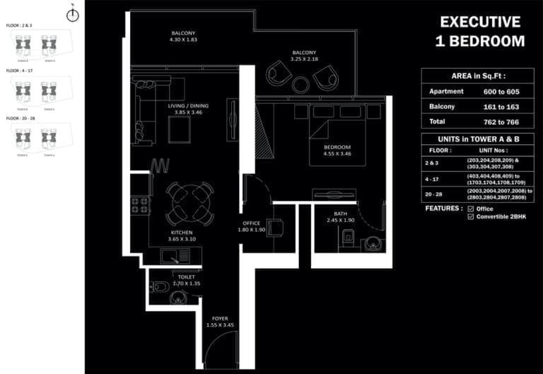Elitz 3 Executive 1 Bedroom Apartment Floor Plan