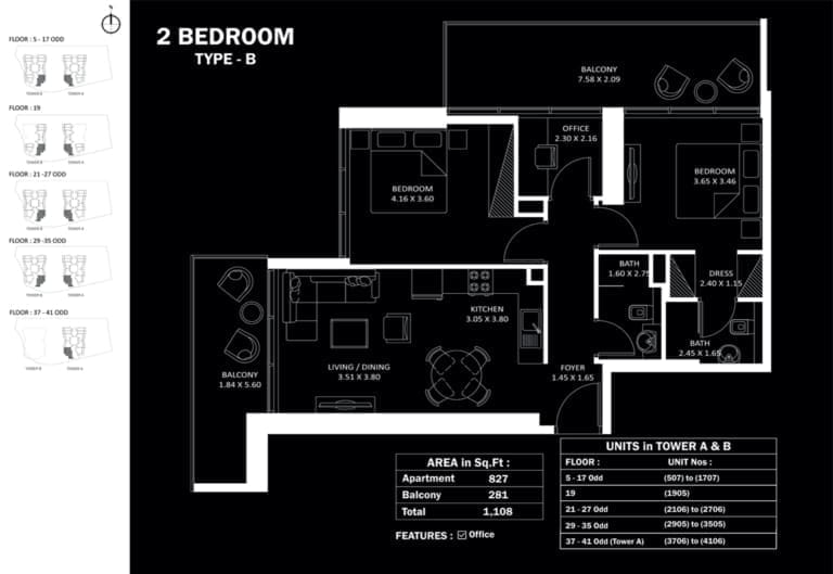 Elitz 3 – 2 Bedroom Apartment Type B Floor Plan