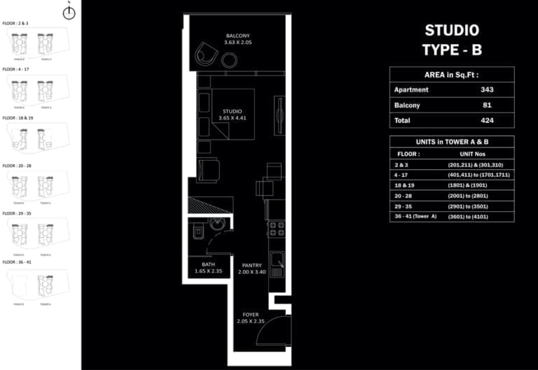 Elitz 3 Studio Apartment Type B Floor Plan