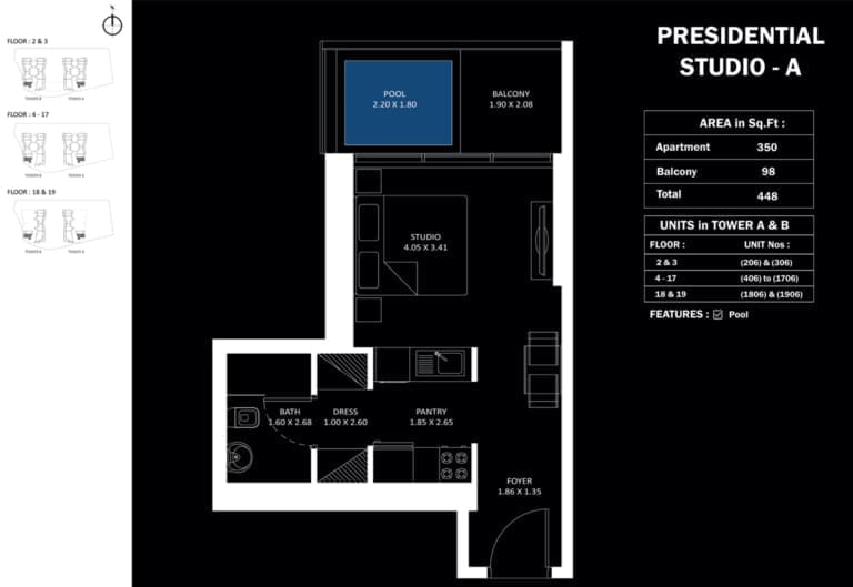 Elitz 3 Presidential Studio Apartment Type A Floor Plan