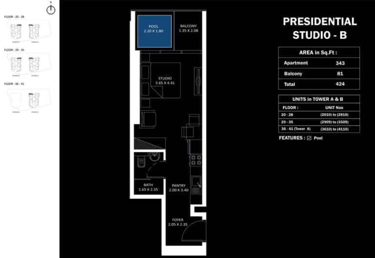 Elitz 3 Presidential Studio Apartment Type B Floor Plan