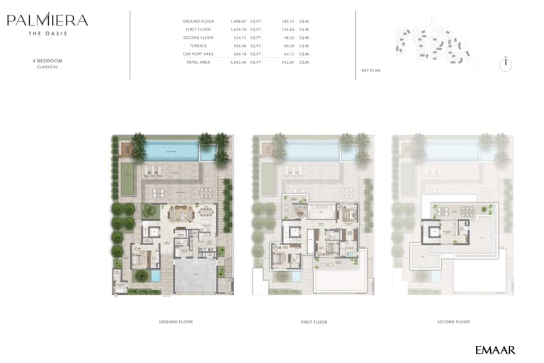 Emaar Palmiera 4 Bedroom Villas Classical Floor Plan