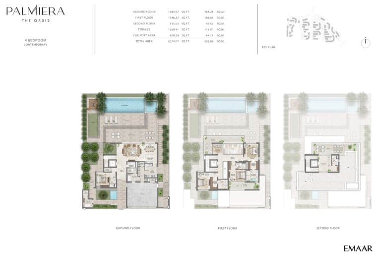 Emaar Palmiera 4 Bedroom Villas Contemporary Floor Plan