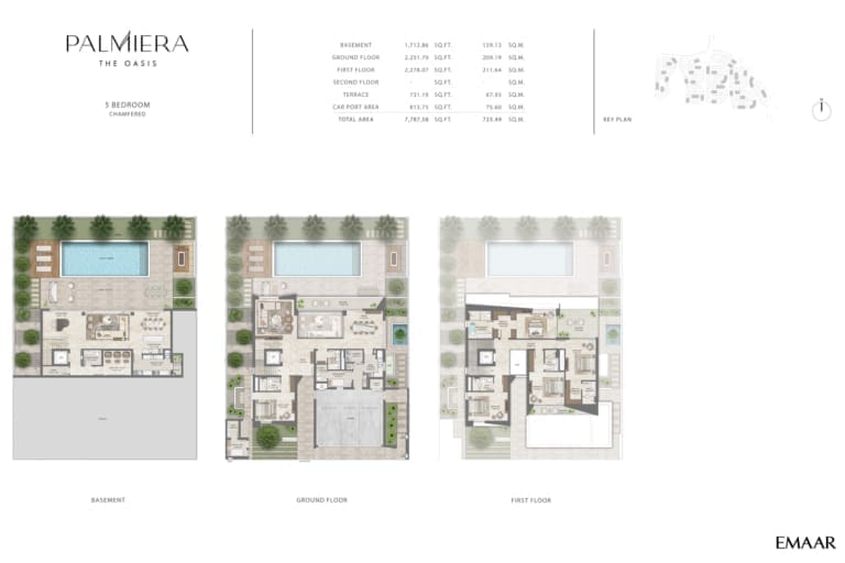 Emaar Palmiera 5 Bedroom Villas Chamfered Floor Plan