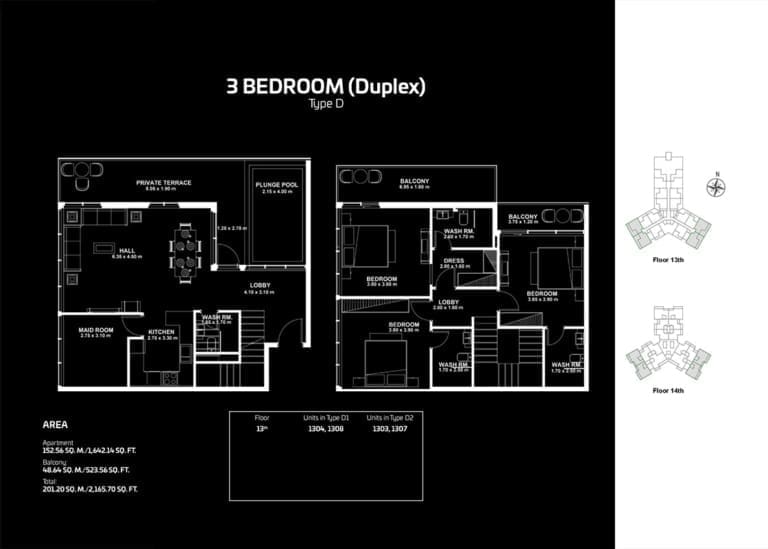 Gemz by Danube 3 Bedroom Duplex Type D Floor Plan