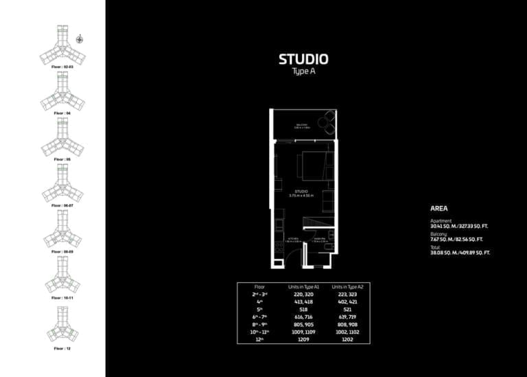 Gemz by Danube Studio Apartment Type A Floor Plan