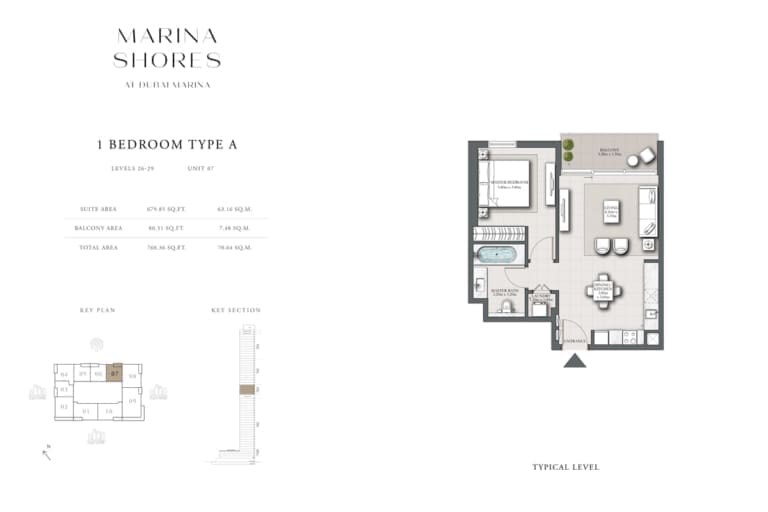 Marina Shores 1 Bedroom Apartment Type A Floor Plan