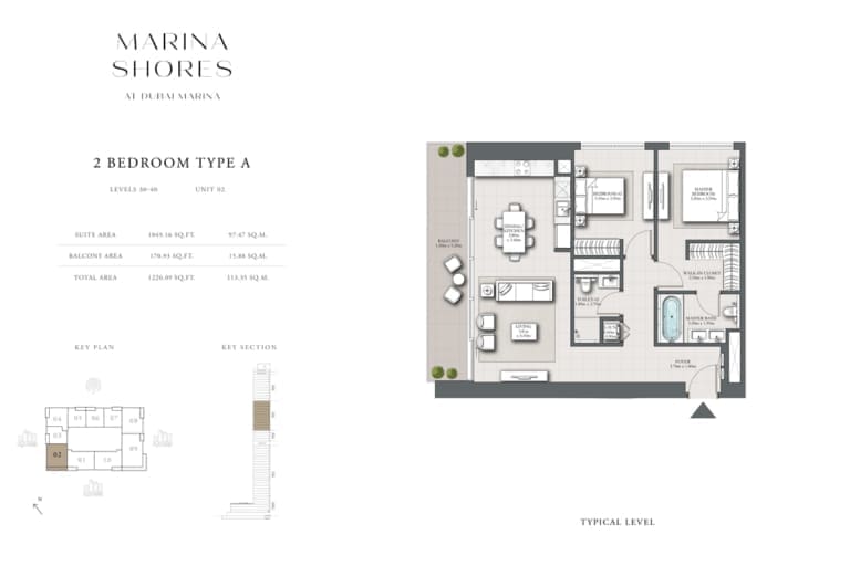 Marina Shores 2 Bedroom Apartment Unit 02 Type A Floor Plan