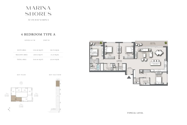 Marina Shores 4 Bedroom Apartment Type A Unit 01 Floor Plan