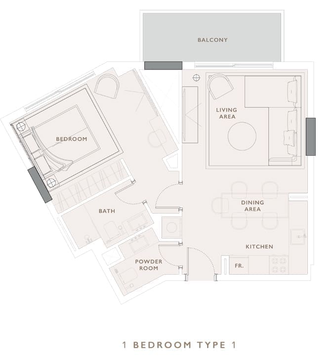 Oakley Square 1 Bedroom Apartment Type 1 Floor Plan