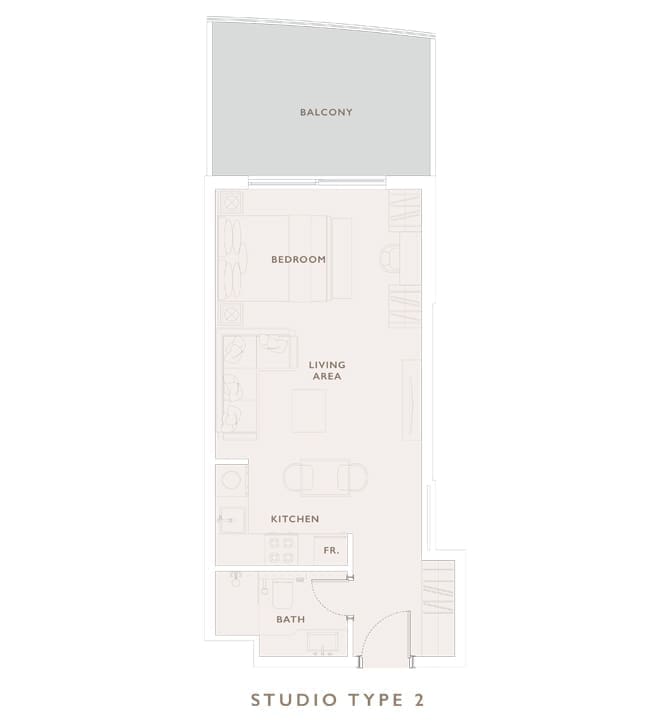 Oakley Square Studio Apartment Type 2 Floor Plan