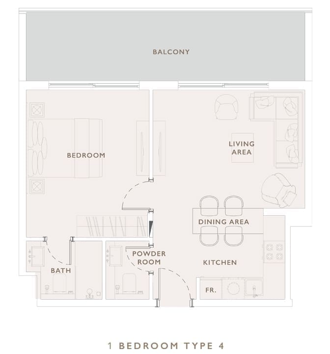 Oakley Square 1 Bedroom Apartment Type 4 Floor Plan
